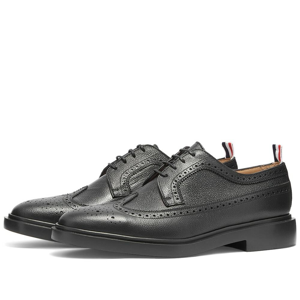 Thom Browne Men's Classic Longwing Brogue in Black Pebble Grain Thom Browne