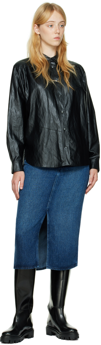 Isabel Marant Etoile Black Candy Faux-Leather Shirt