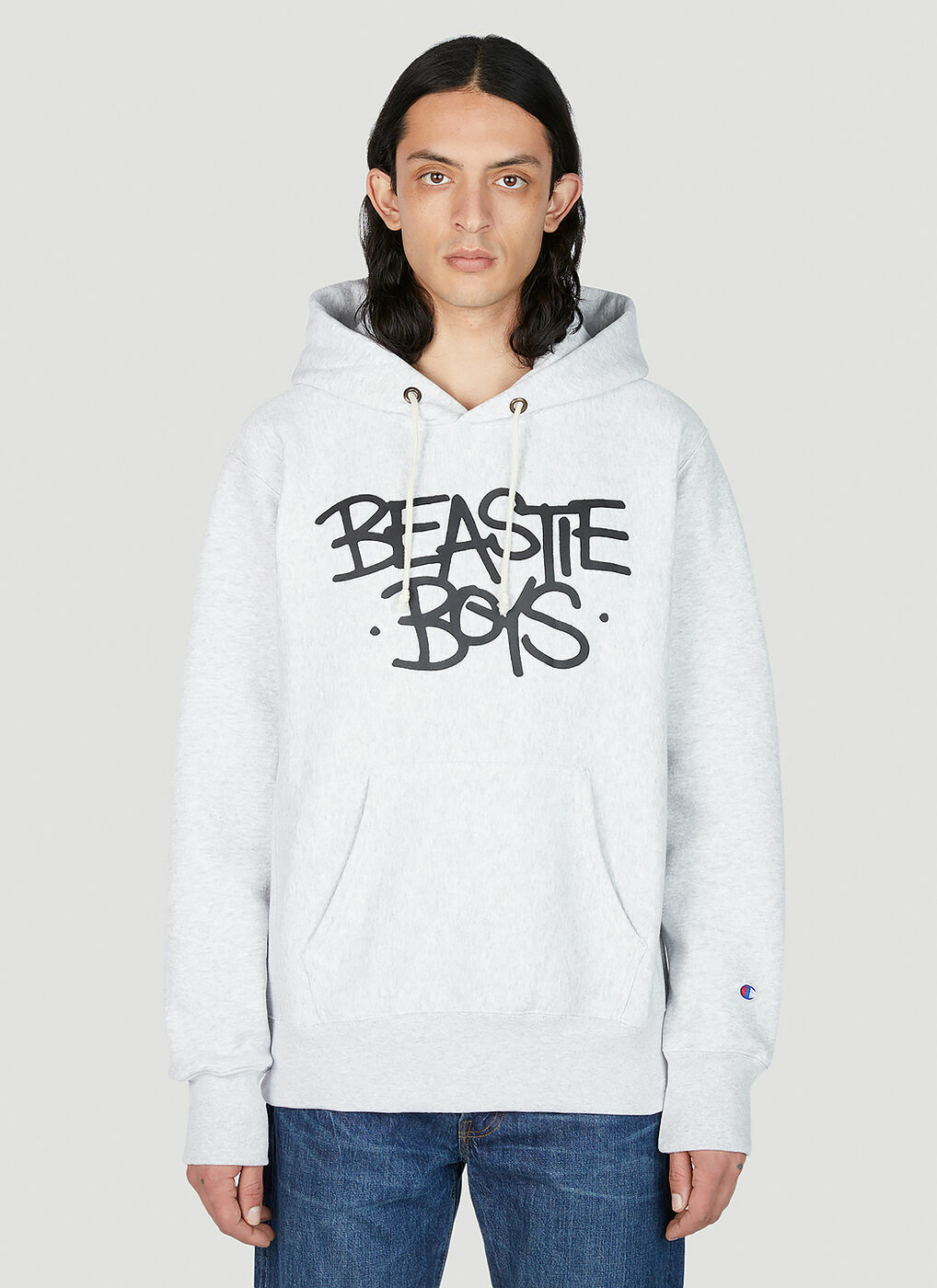 Champion x Beastie Boys - Graphic Print Hooded Sweatshirt in Grey