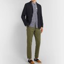 Oliver Spencer - Hatch Grandad-Collar Checked Cotton and Linen-Blend Shirt - Navy