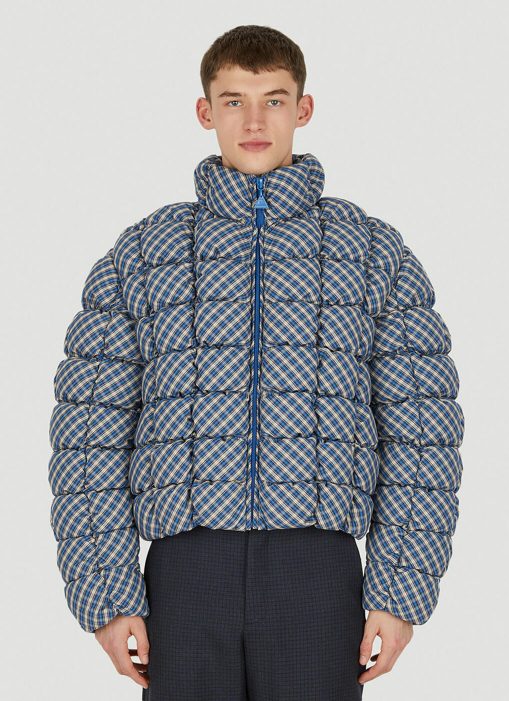Plaid Puffer Jacket in Blue ERL