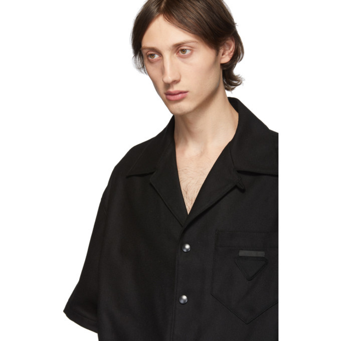 Prada Black Stretch Flannel Shirt Prada