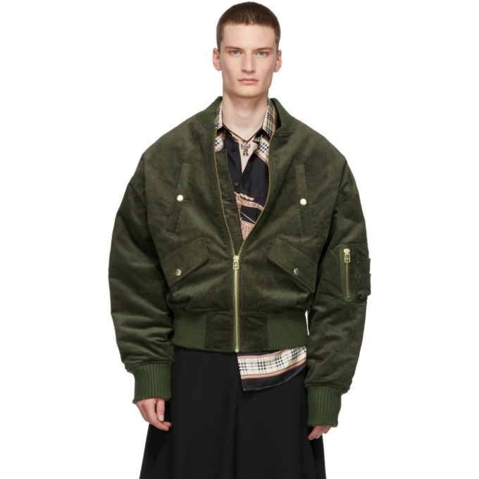 Landlord Green Corduroy Bomber Jacket Landlord