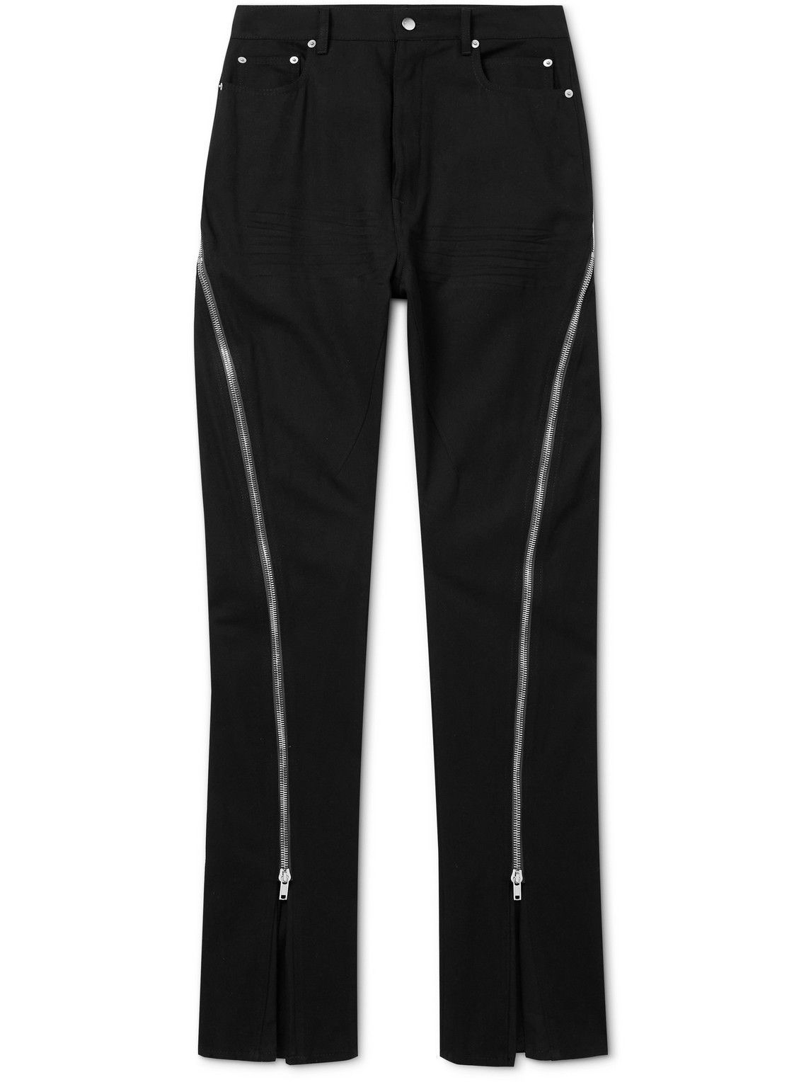 Rick Owens - Flared Zip-Detailed Cotton-Drill Trousers - Black