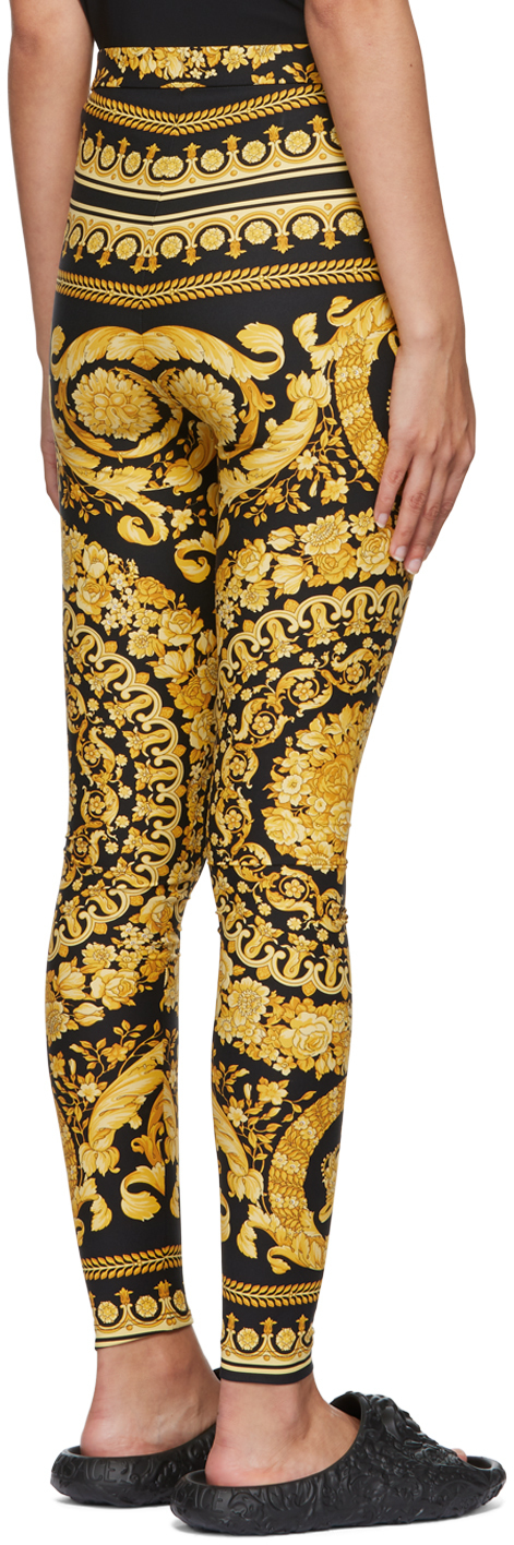 Versace Black & Gold Barocco Leggings Versace