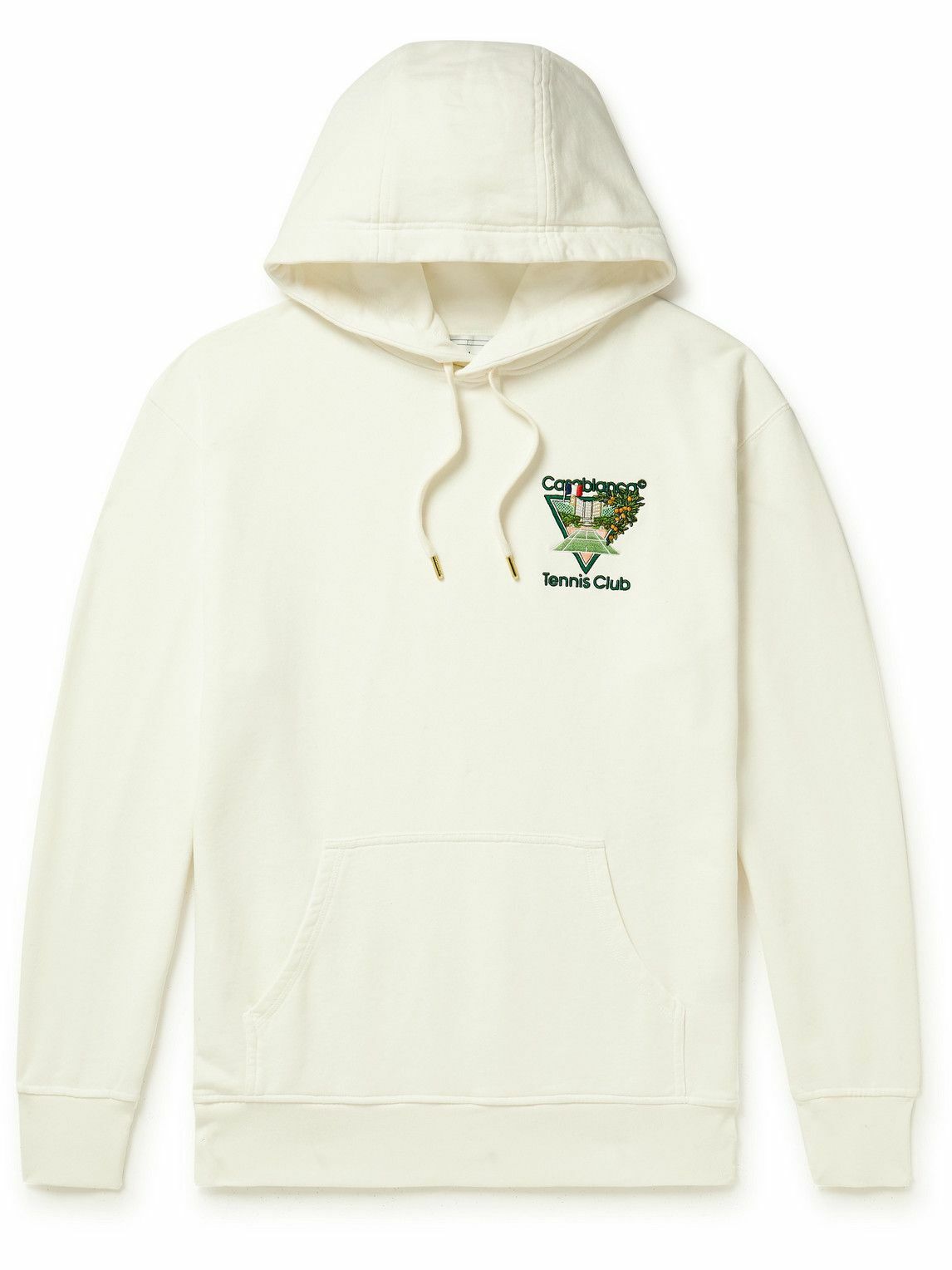 Casablanca - Embroidered Organic Cotton-Jersey Hoodie - White Casablanca