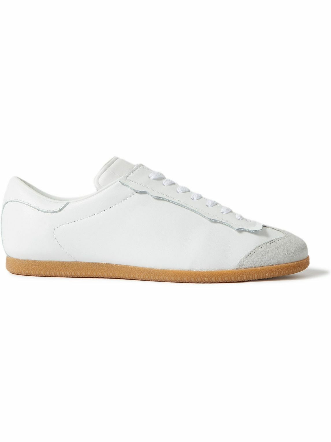 Photo: Maison Margiela - Feather Light Suede-Panelled Leather Sneakers - White