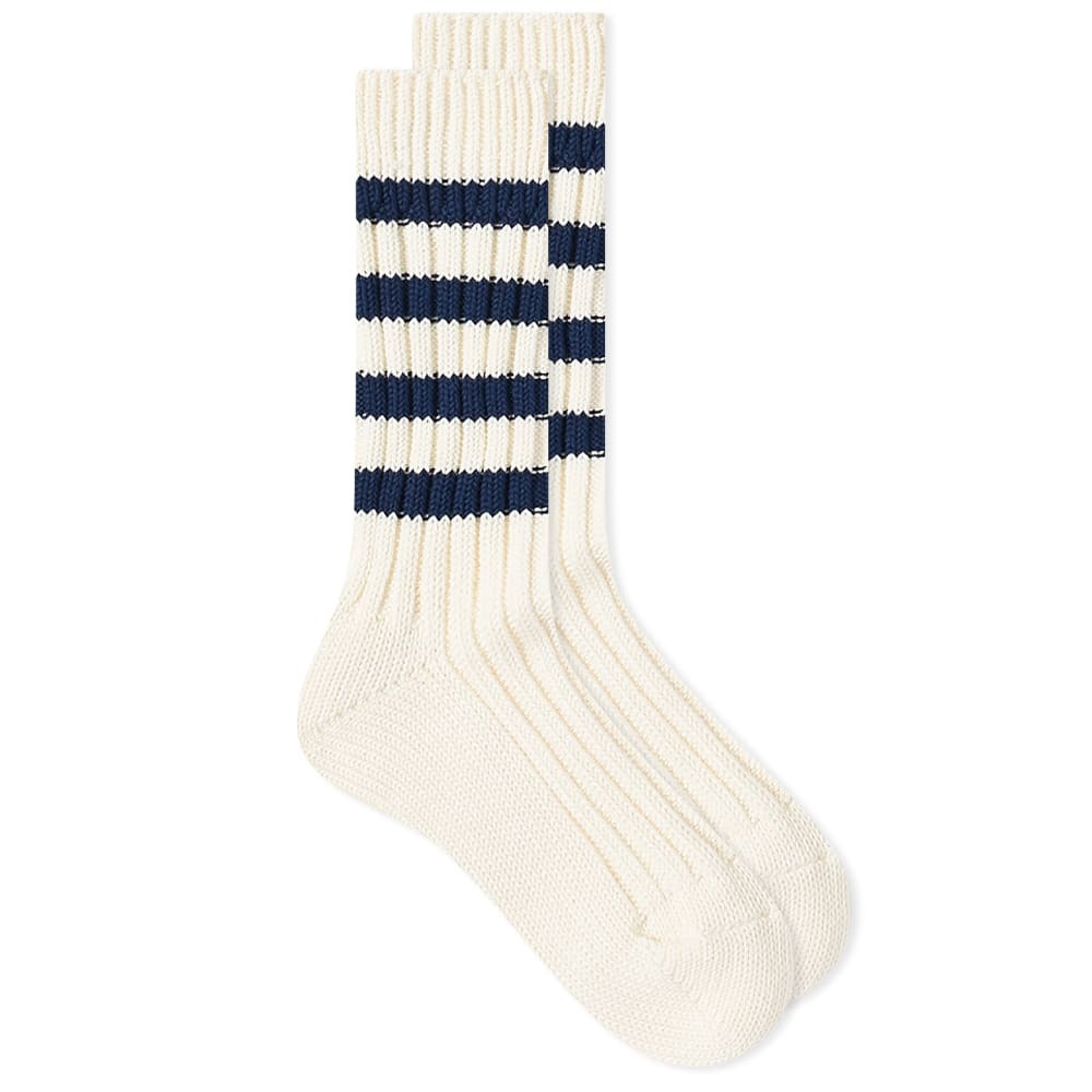 decka Heavyweight Stripe Sock in Ivory/Navy decka