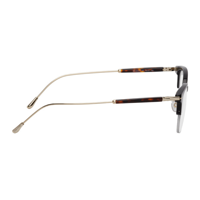 Tom Ford Black and Tortoiseshell Semi-Rimless Glasses TOM FORD