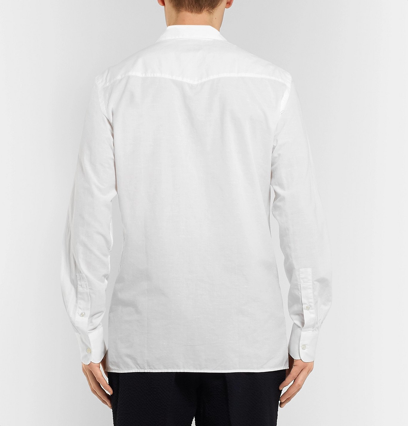Officine Generale - Camp-Collar Cotton and Linen-Blend Voile Shirt ...