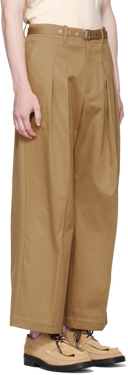 Jw Anderson Tan Front Pleat Wide Leg Trousers Jw Anderson