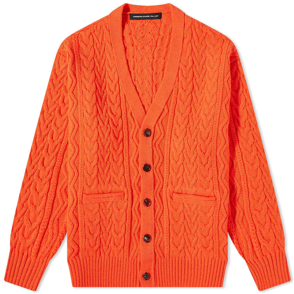 Undercover Men's Cable Knit Cardigan in Orange Undercover