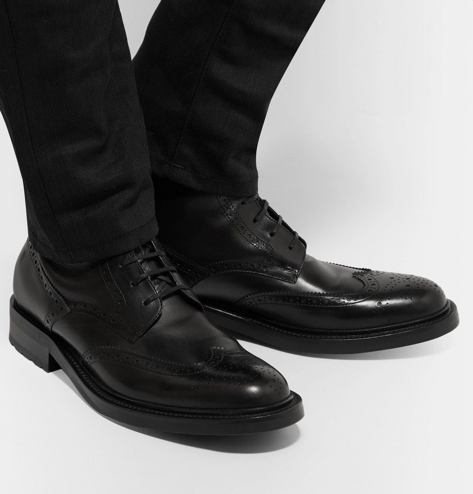 Polished-Leather Wingtip Brogue Boots 