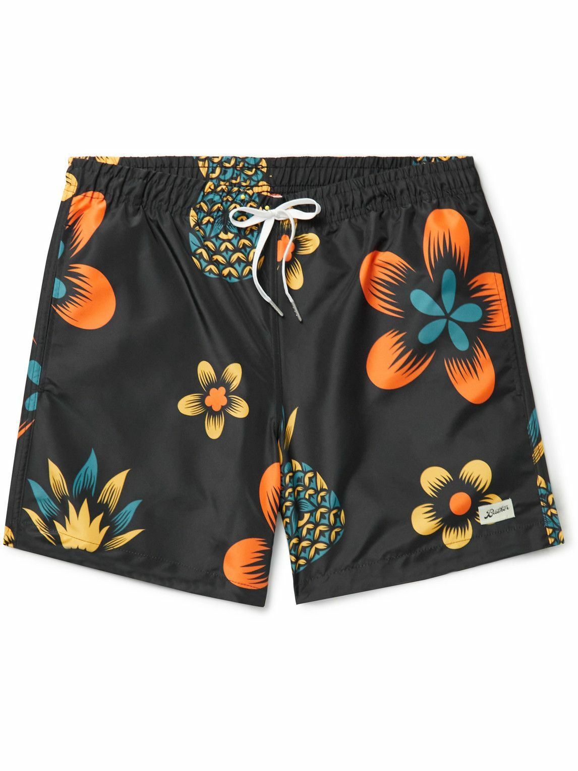 Photo: Bather - Straight-Leg Mid-Length Floral-Print Swim Shorts - Black