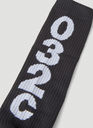 Logo Print Long Socks in Black
