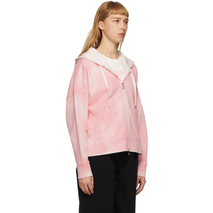 Moncler Pink Spray Paint Zip-Up Hoodie Moncler