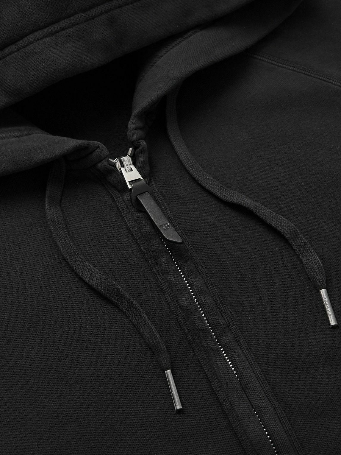 TOM FORD - Garment-Dyed Cotton-Jersey Zip-Up Hoodie - Black TOM FORD