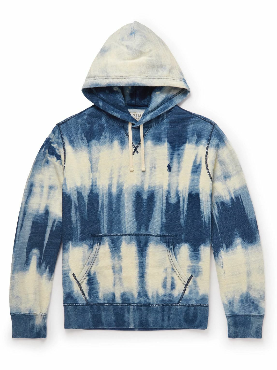 Photo: Polo Ralph Lauren - Logo-Embroidered Tie-Dyed Cotton-Blend Jersey Hoodie - Blue