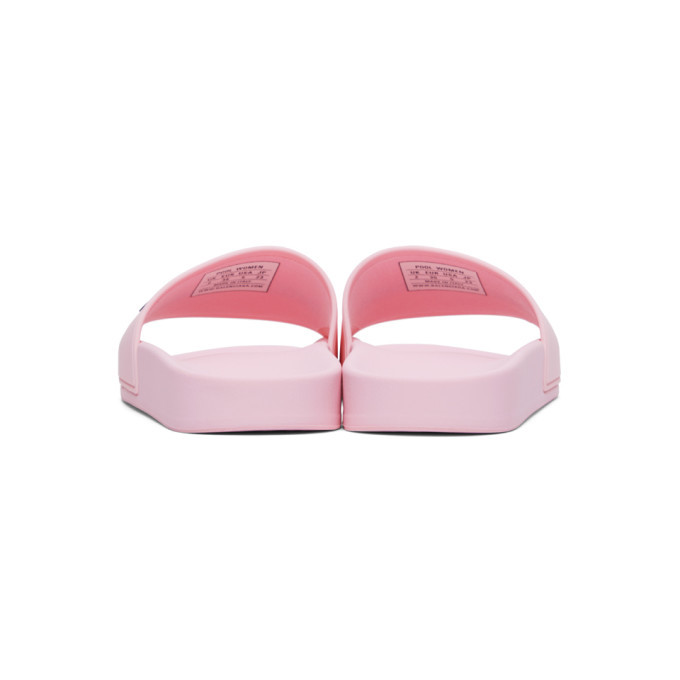 Balenciaga Pink Logo Pool Slides Balenciaga