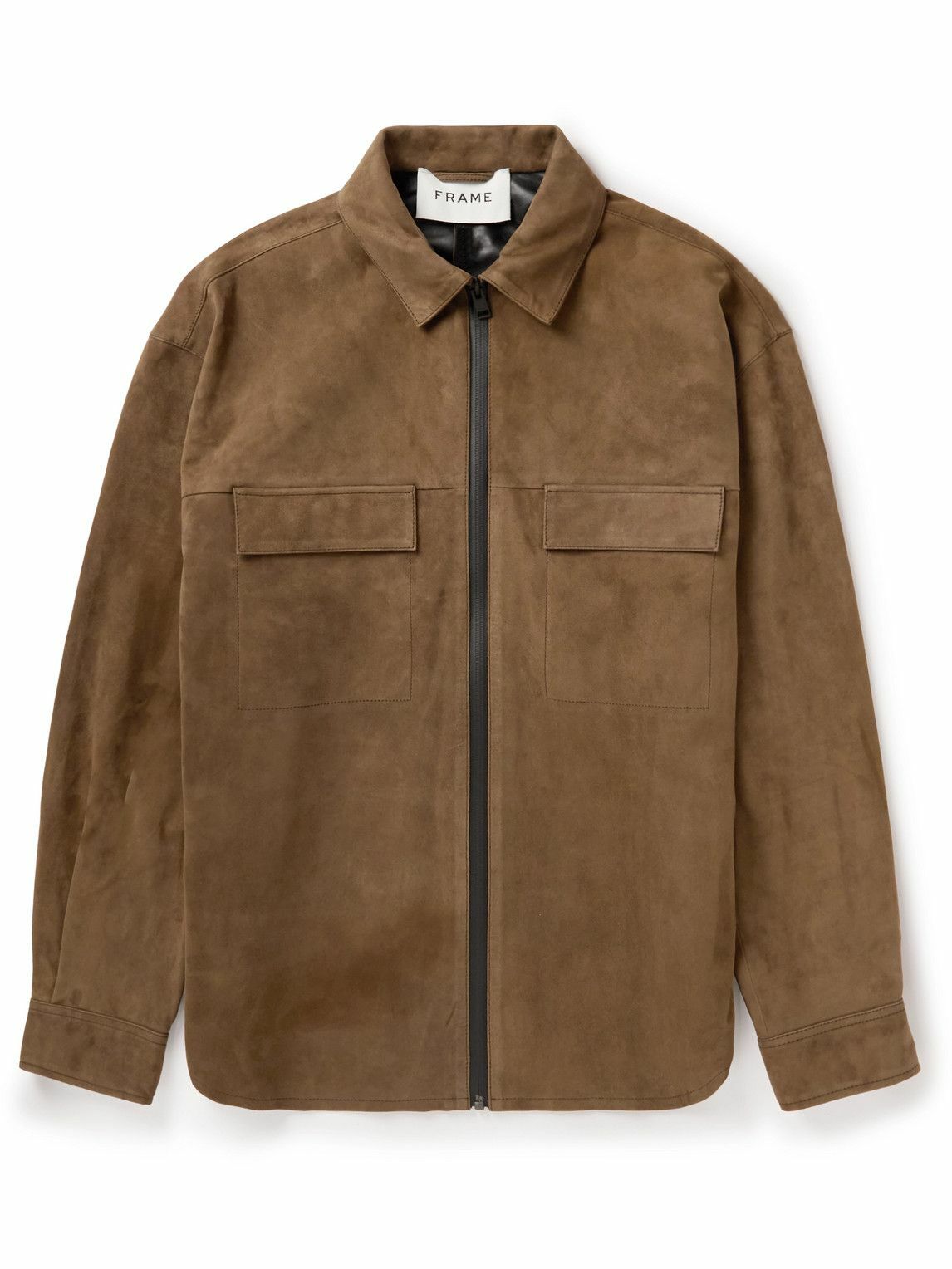FRAME Suede ZipUp Shirt Jacket Brown Frame Denim