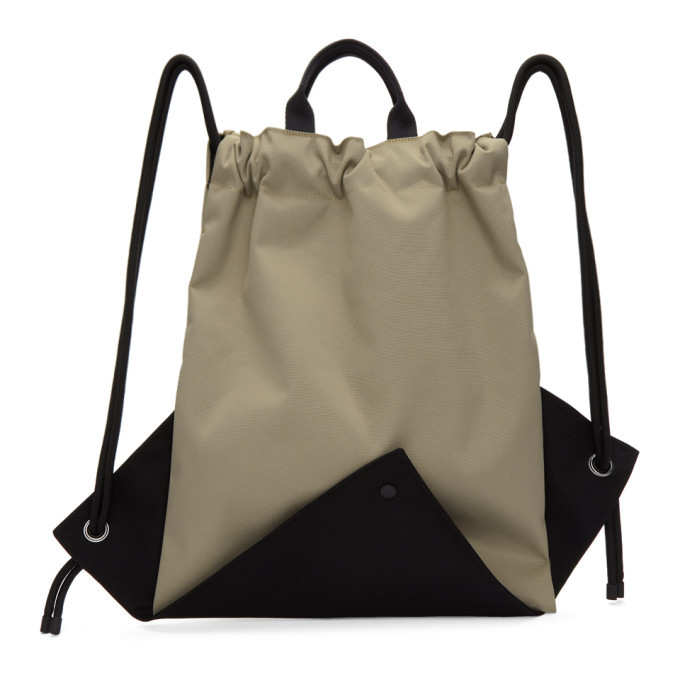 Issey Miyake Men Beige and Black Kinchaku Backpack Issey Miyake Men