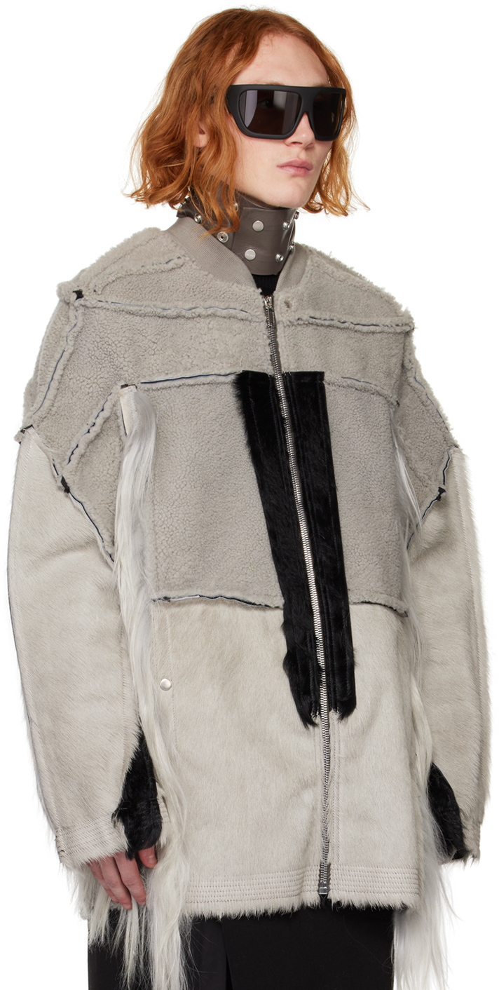 Rick Owens Off-White Collage Shearling Jacket