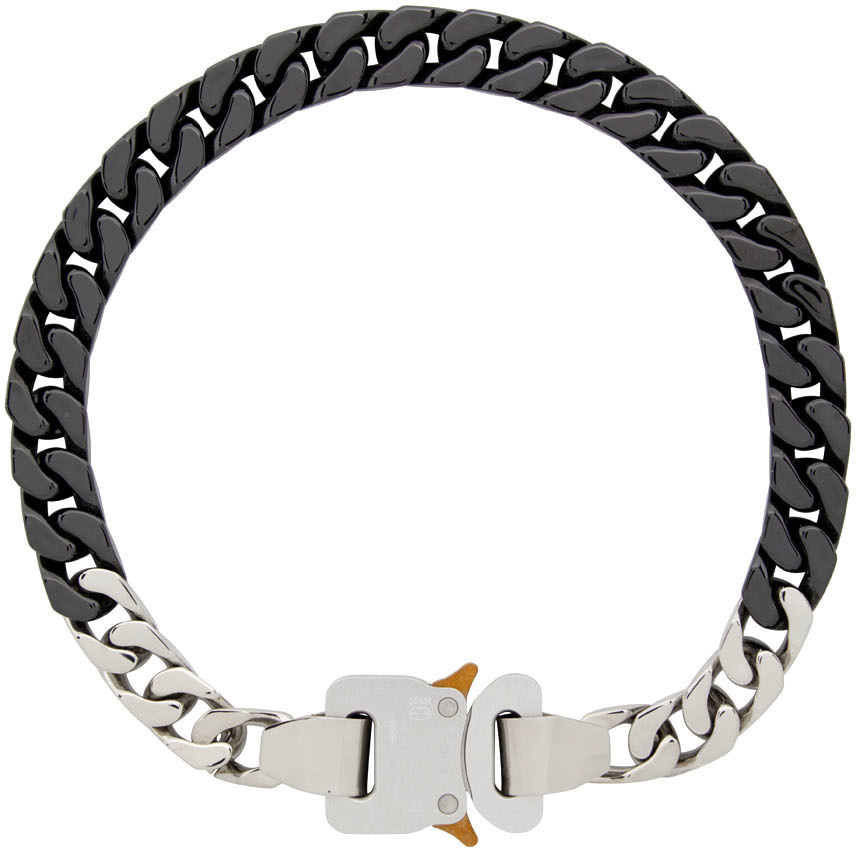 1017 ALYX 9SM Silver & Black Ceramic Buckle Chain Necklace