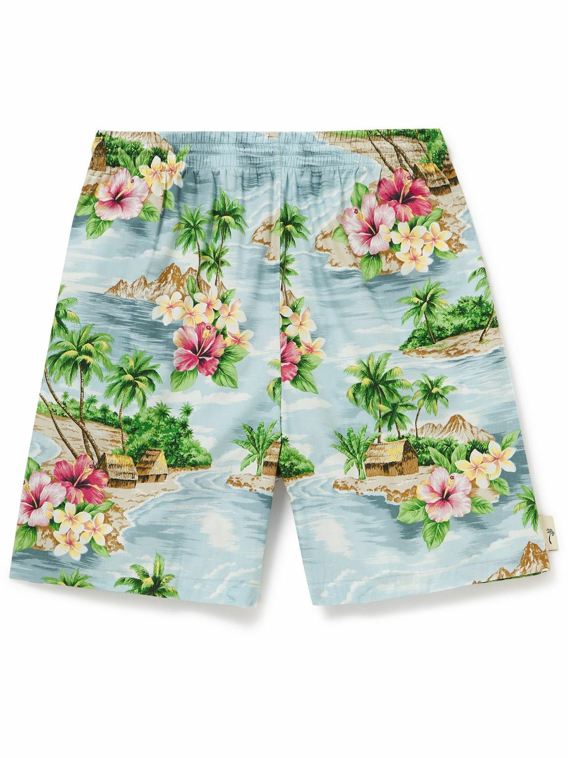 Go Barefoot - Straight-Leg Printed Cotton Shorts - Blue Go Barefoot