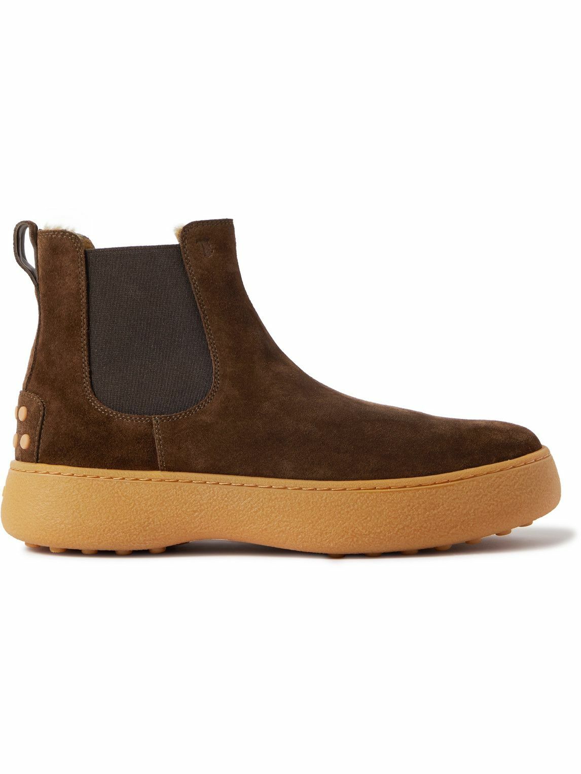 Tod's - Shearling-Lined Suede Chelsea Boots - Brown Tod's