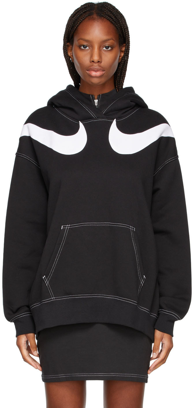 nike black swoosh hoodie women's