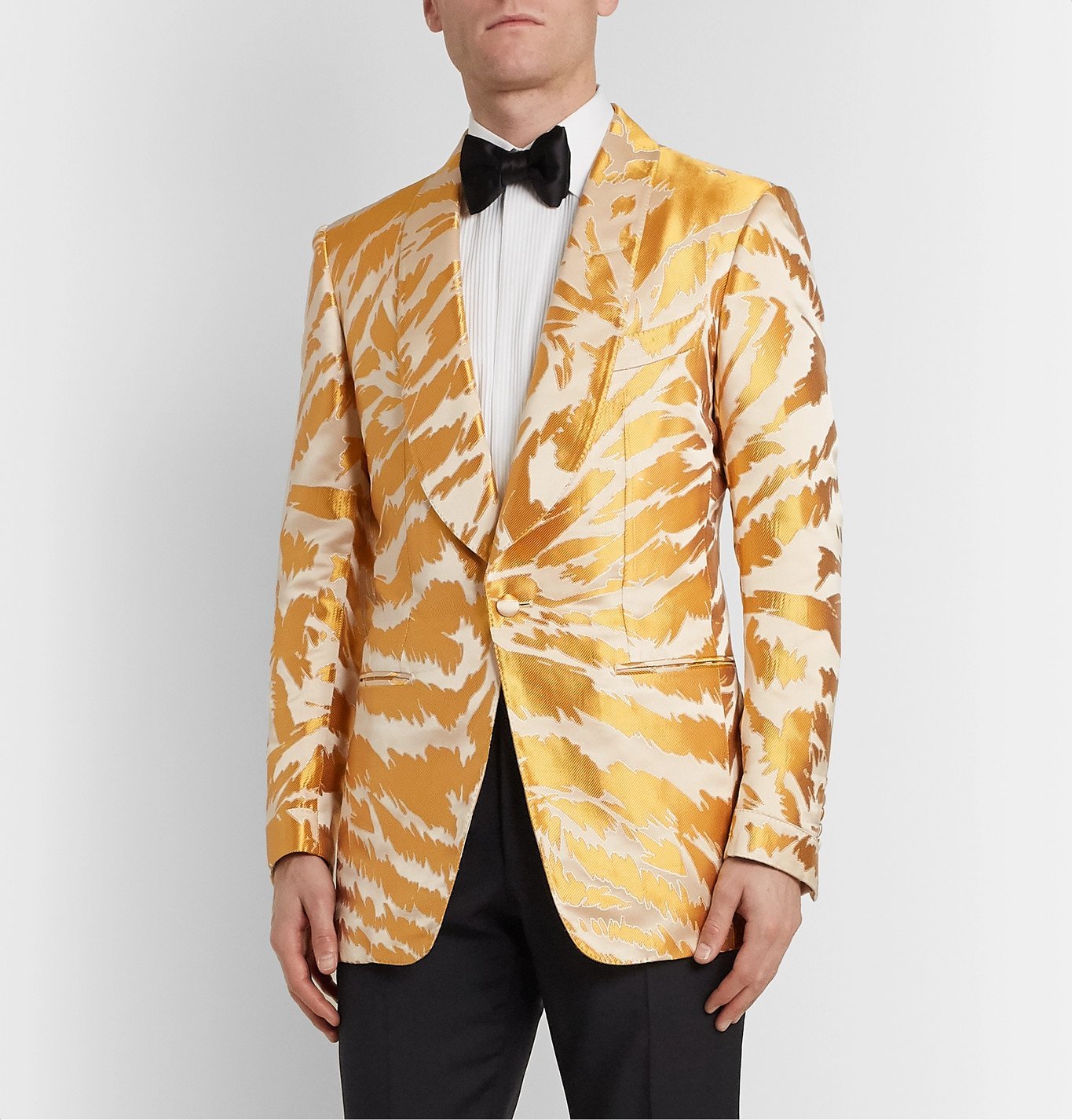 TOM FORD - Slim-Fit Shawl-Collar Zebra-Jacquard Satin and Faille Tuxedo  Jacket - Yellow TOM FORD