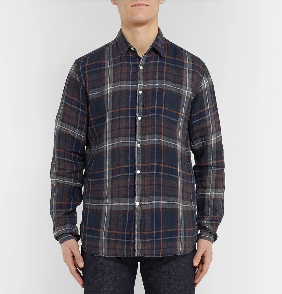 Oliver Spencer - New York Special Checked Linen Shirt - Indigo