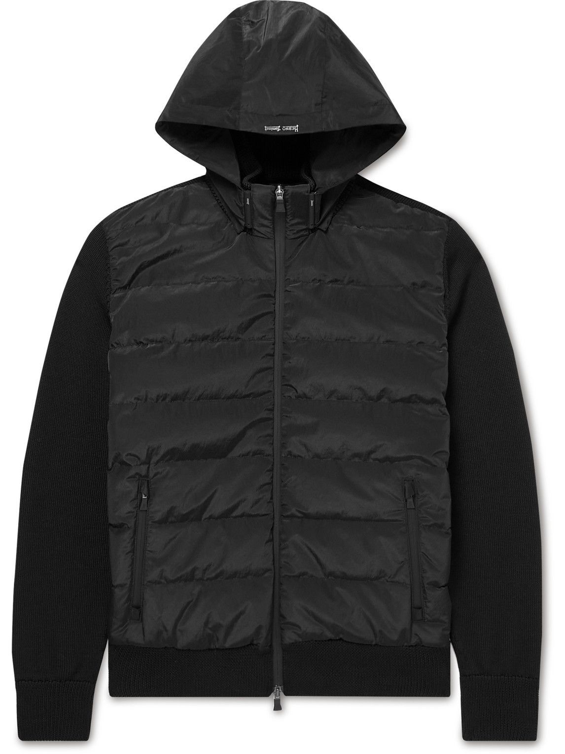 Herno Laminar - Niseko Panelled Quilted Knitted and Shell Hooded Down ...