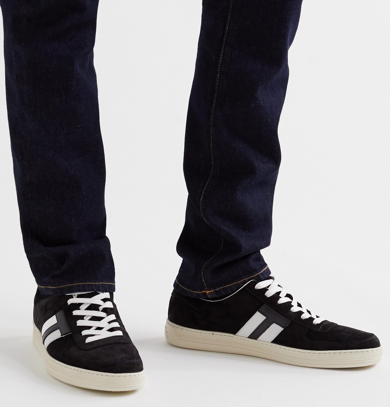 TOM FORD - Radcliffe Leather-Trimmed Suede Sneakers - Black TOM FORD