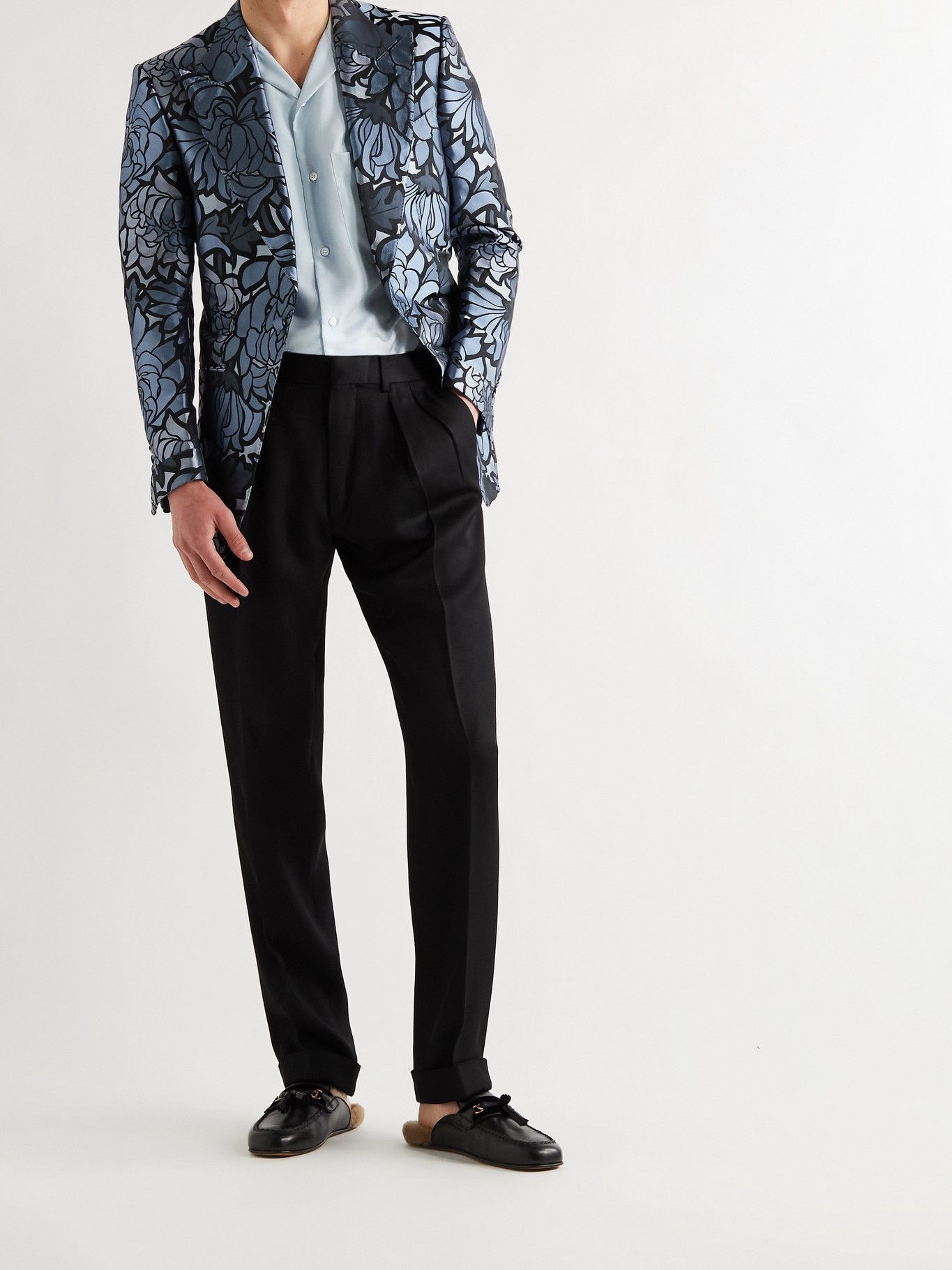 TOM FORD - Atticus Slim-Fit Silk-Blend Jacquard Tuxedo Jacket - Blue TOM  FORD