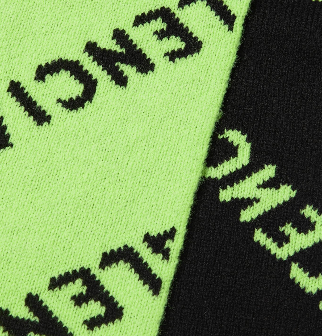 Balenciaga - Neon Logo-Jacquard Wool-Blend Scarf - Green Balenciaga