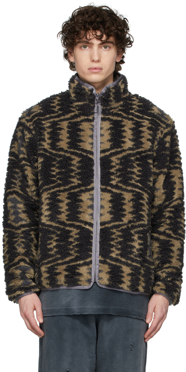 John Elliott Reversible Beige & Black Polar Fleece Jacket John Elliott