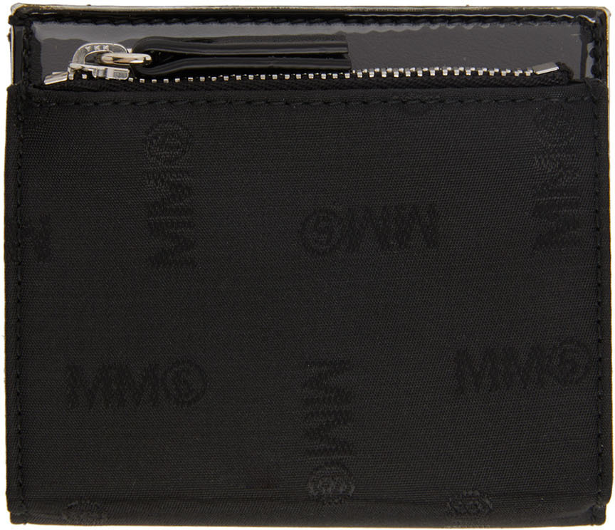 MM6 Maison Margiela Black Canvas Flip Flap Wallet MM6 Maison Margiela