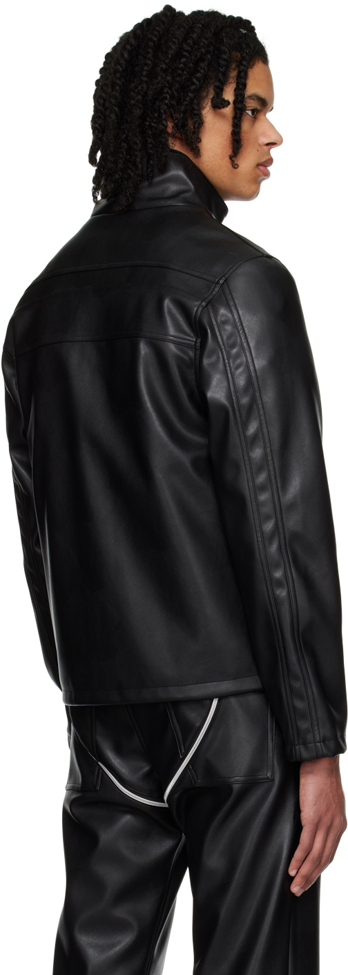 GmbH Black Fitted FauxLeather Jacket GmbH