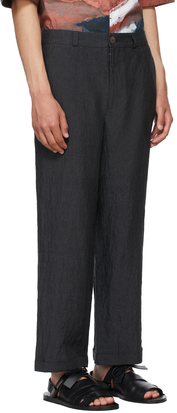 Toogood Black Linen Bricklayer Trousers Toogood