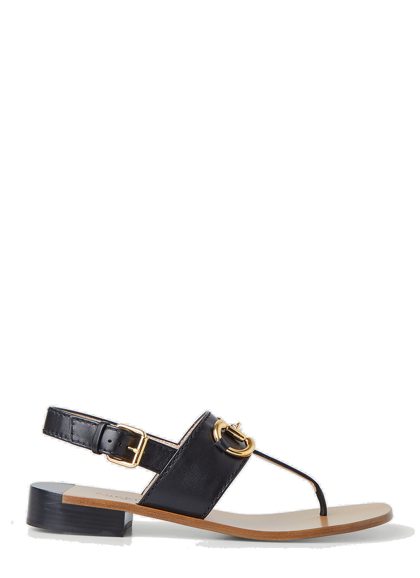Horsebit Thong Sandals in Black Gucci