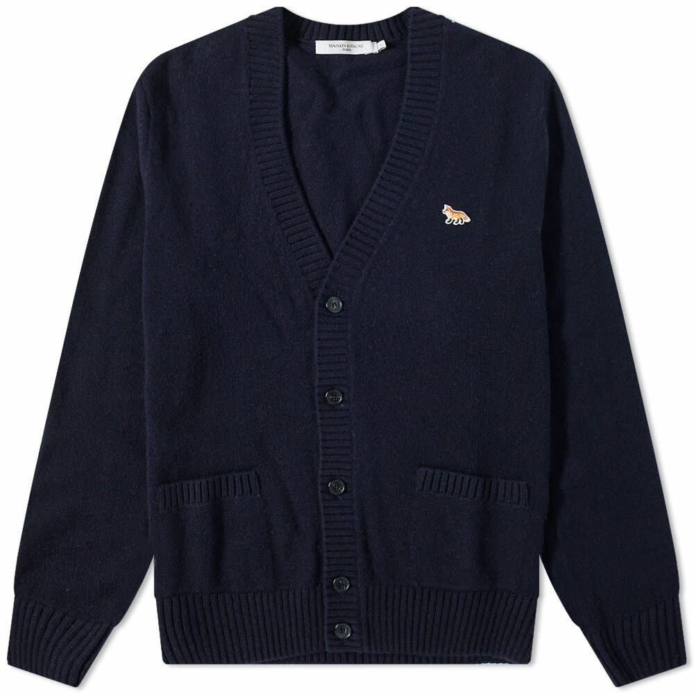 Maison Kitsuné Men's Baby Fox Patch Cosy Cardigan in Navy Maison Kitsune