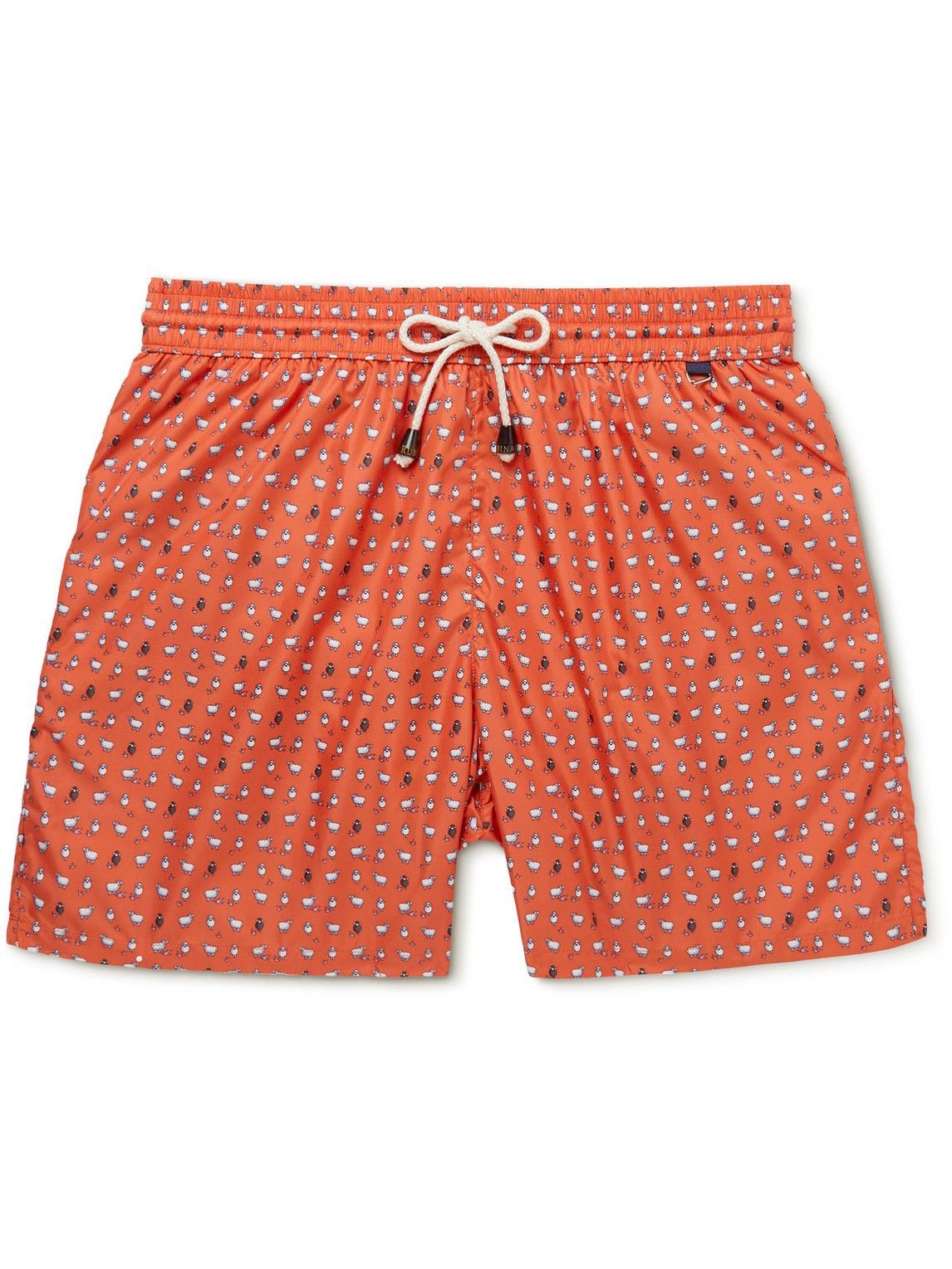 Rubinacci - Straight-Leg Short-Length Printed Swim Shorts - Orange ...