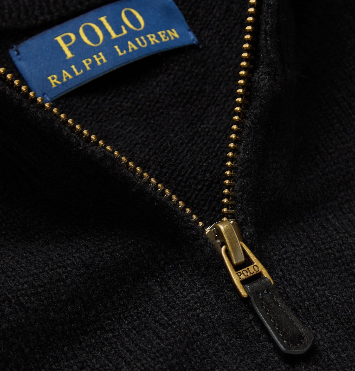 POLO RALPH LAUREN - Appliquéd Wool and Cashmere-Blend Half-Zip Sweater -  Black Polo Ralph Lauren