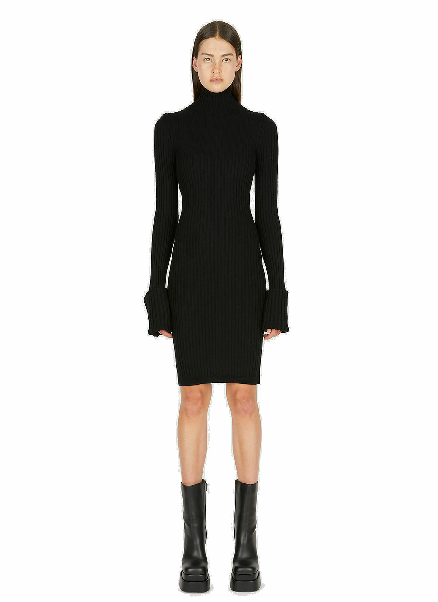 Photo: Roll Neck Knit Mini Dress in Black