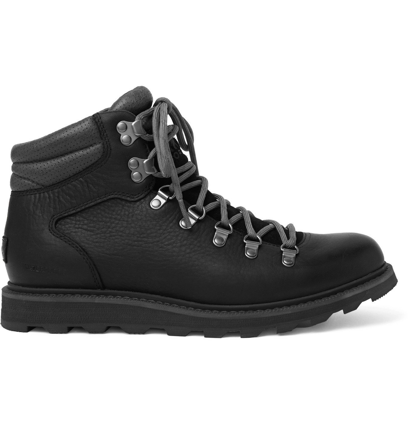 Sorel Madson II SuedeTrimmed TexturedLeather Hiking Boots Black Sorel