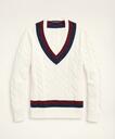 Brooks Brothers Men's Supima Cotton Cable Tennis Sweater | Ivory