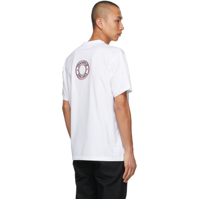 Burberry White Archway Embroidery Circle Logo T-Shirt Burberry