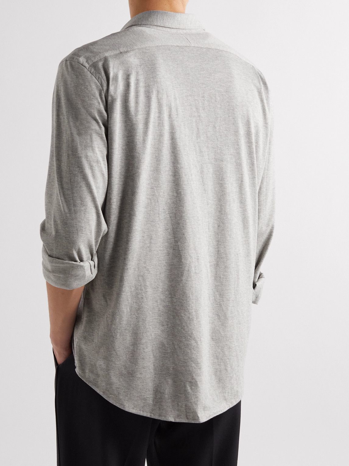 Polo Ralph Lauren - Cutaway-Collar Logo-Embroidered Cotton-Jersey Shirt - Gray