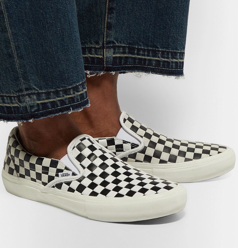 vans slip on checkerboard leather